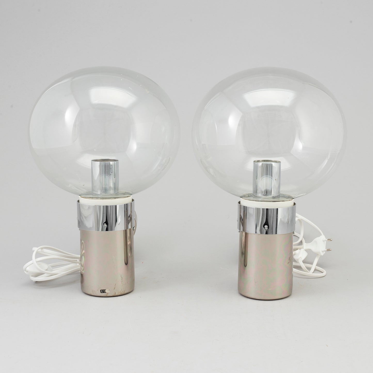 A pair of wall lamps by STEFF Chrome and Glass Germany c. 1980