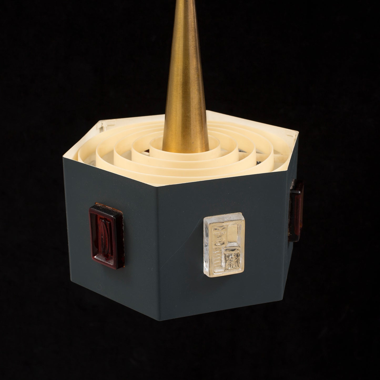 Erik Höglund ceiling Light metal glass and brass Sweden 1960