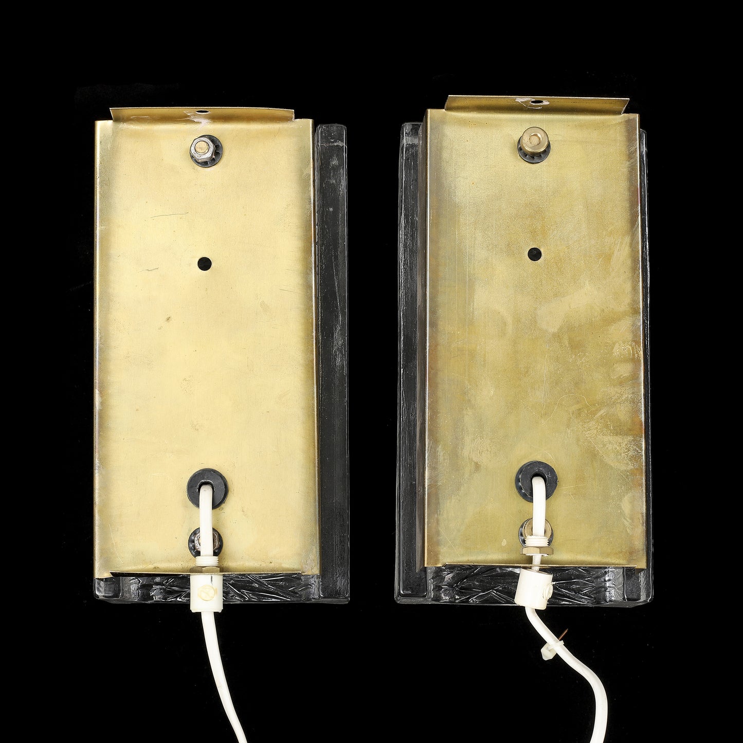 Orrefors wall light cast glass and brass a pair Sweden 1960