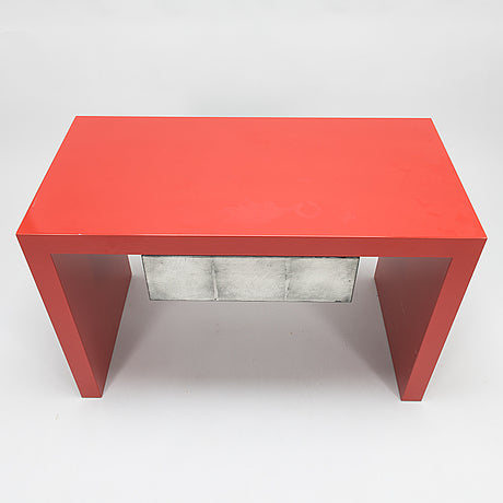 A pair of red lacquered tables by Artist Kaisa Blomstedt Sweden 1990