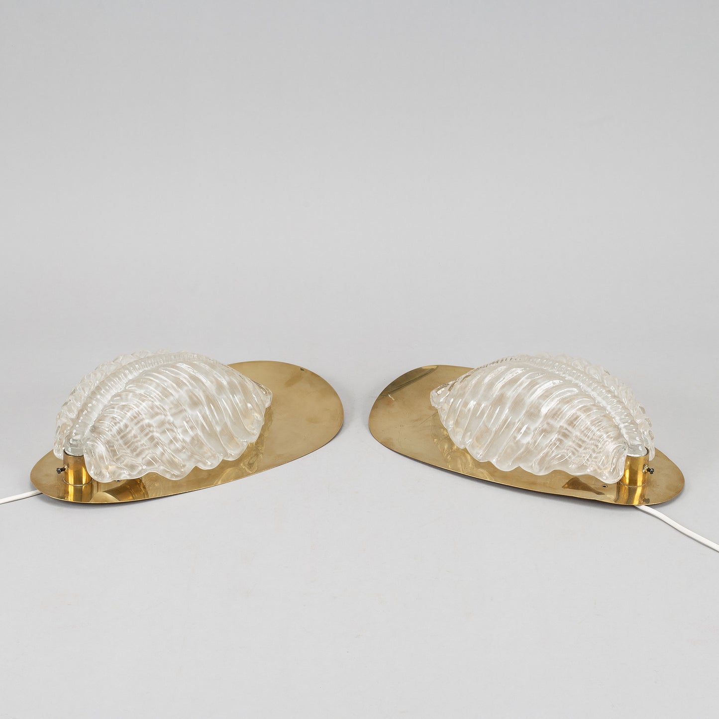 Fritz kurz sconces leaf shaped brass and glass Orrefors 1960s