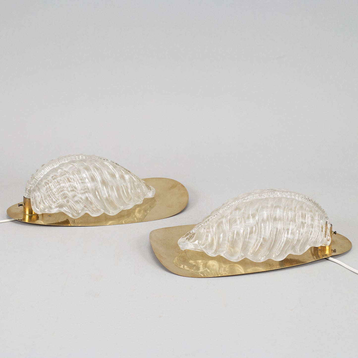 Fritz kurz sconces leaf shaped brass and glass Orrefors 1960s