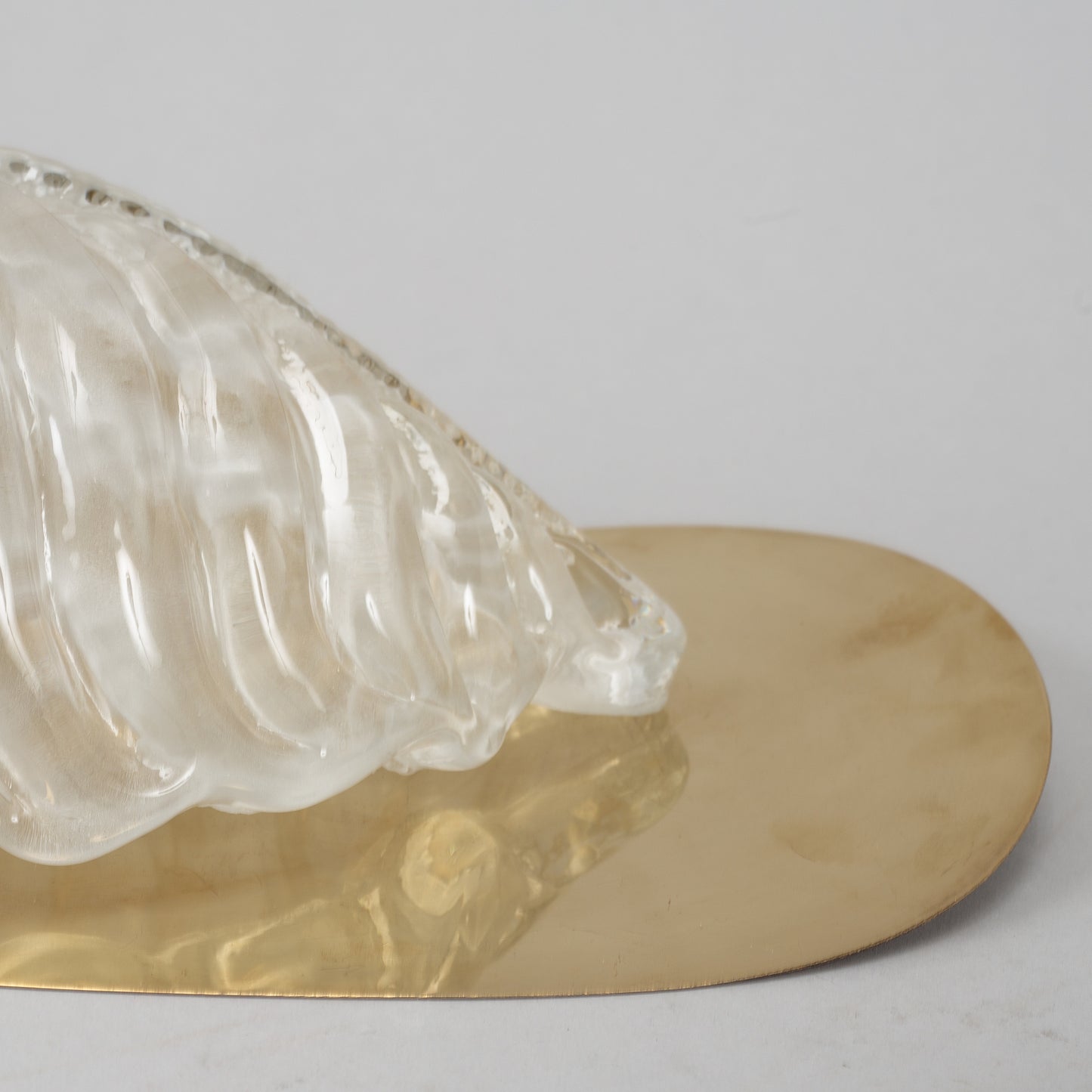 Fritz kurz sconces leaf shaped brass and glass Orrefors 1960s