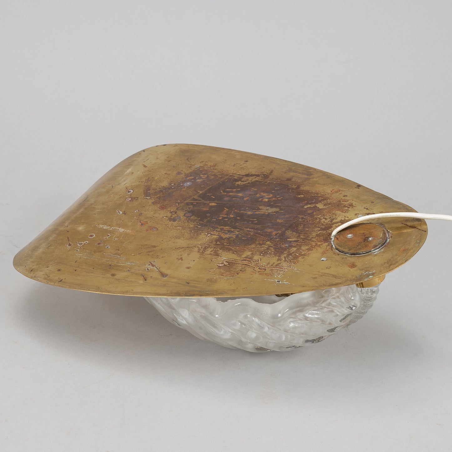 Fritz kurz sconces leaf shaped brass and glass Orrefors 1960s
