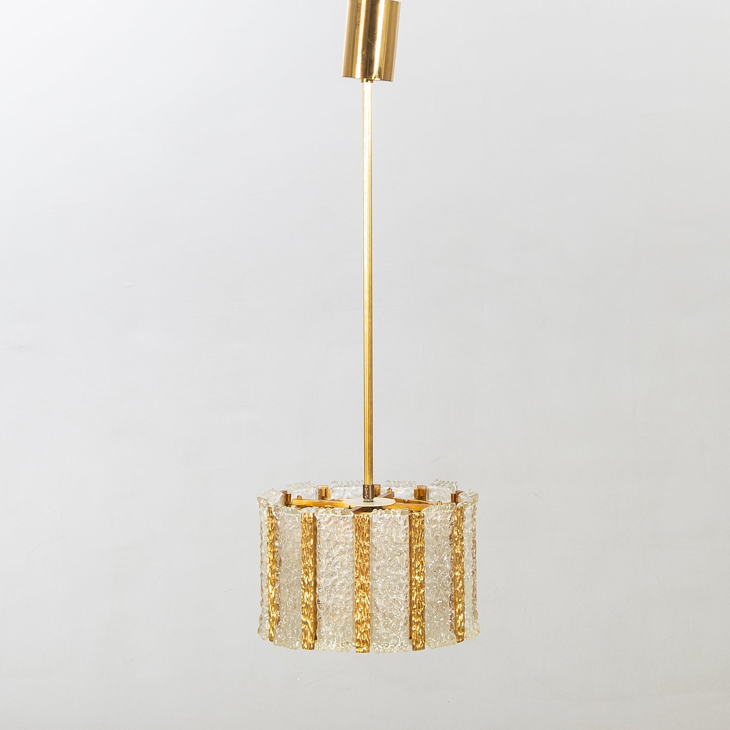Carl Fagerlund Ceiling Lamp for Orrefors in Brass & Cast Glass Sweden 1960