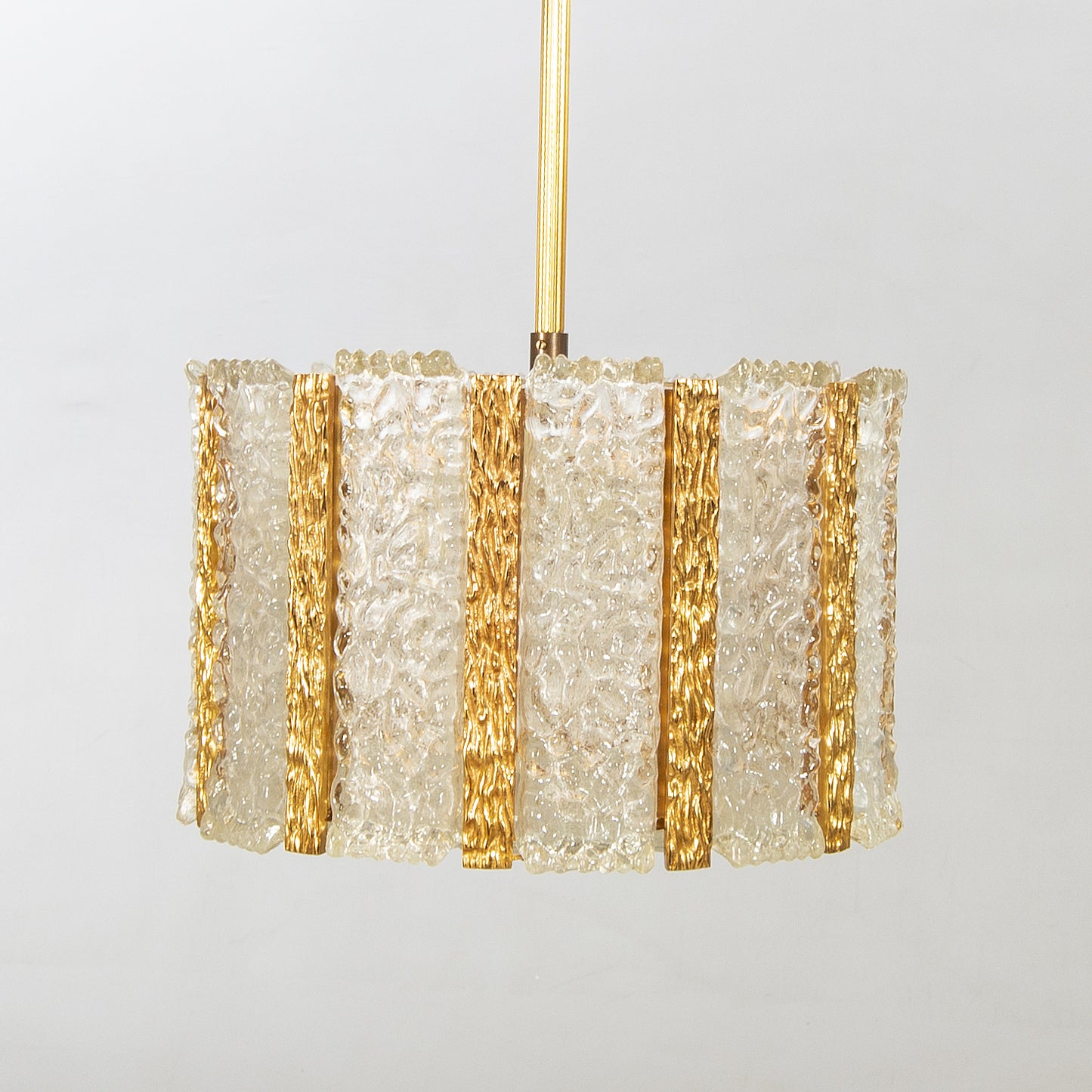 Carl Fagerlund Ceiling Lamp for Orrefors in Brass & Cast Glass Sweden 1960