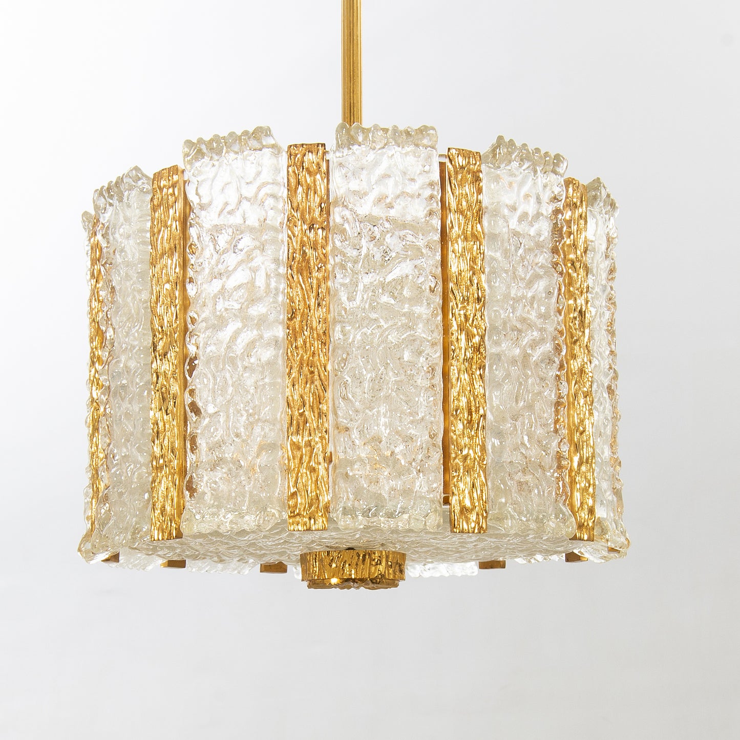 Carl Fagerlund Ceiling Lamp for Orrefors in Brass & Cast Glass Sweden 1960