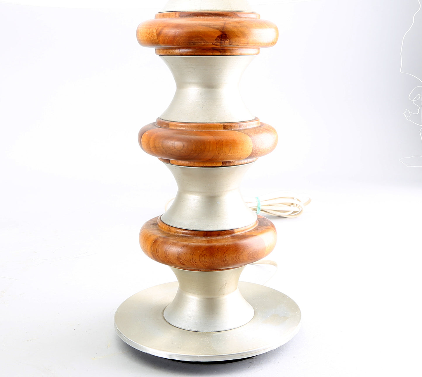 Rare Pair Wood and Metal Table Lamp, Sweden, 1970