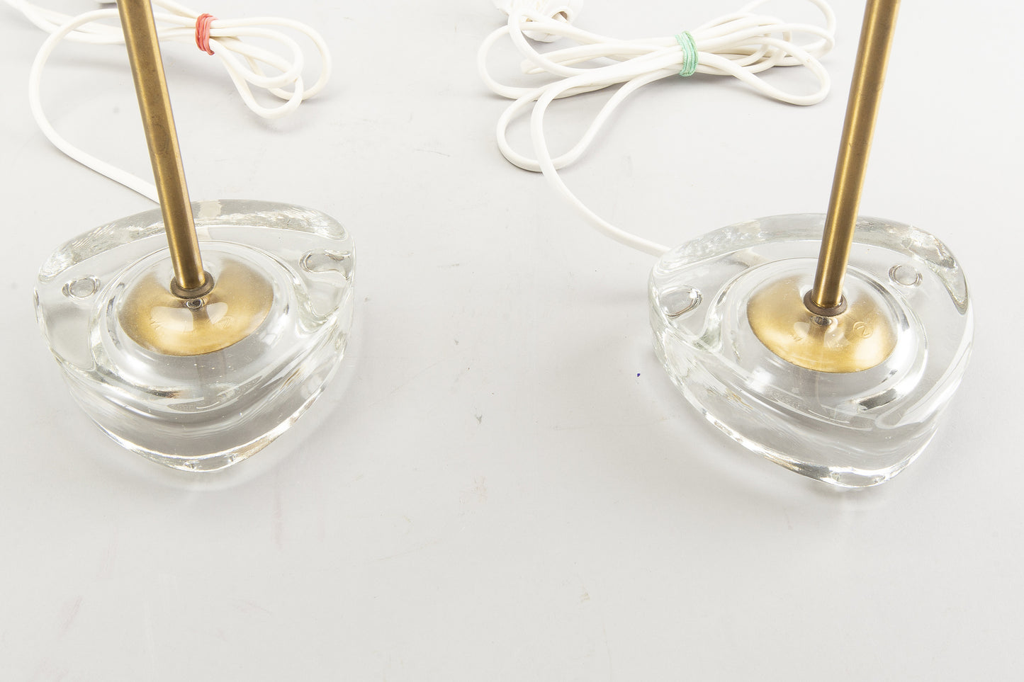 Boréns Boras table Lamps Glass with original straw shade Sweden 1960