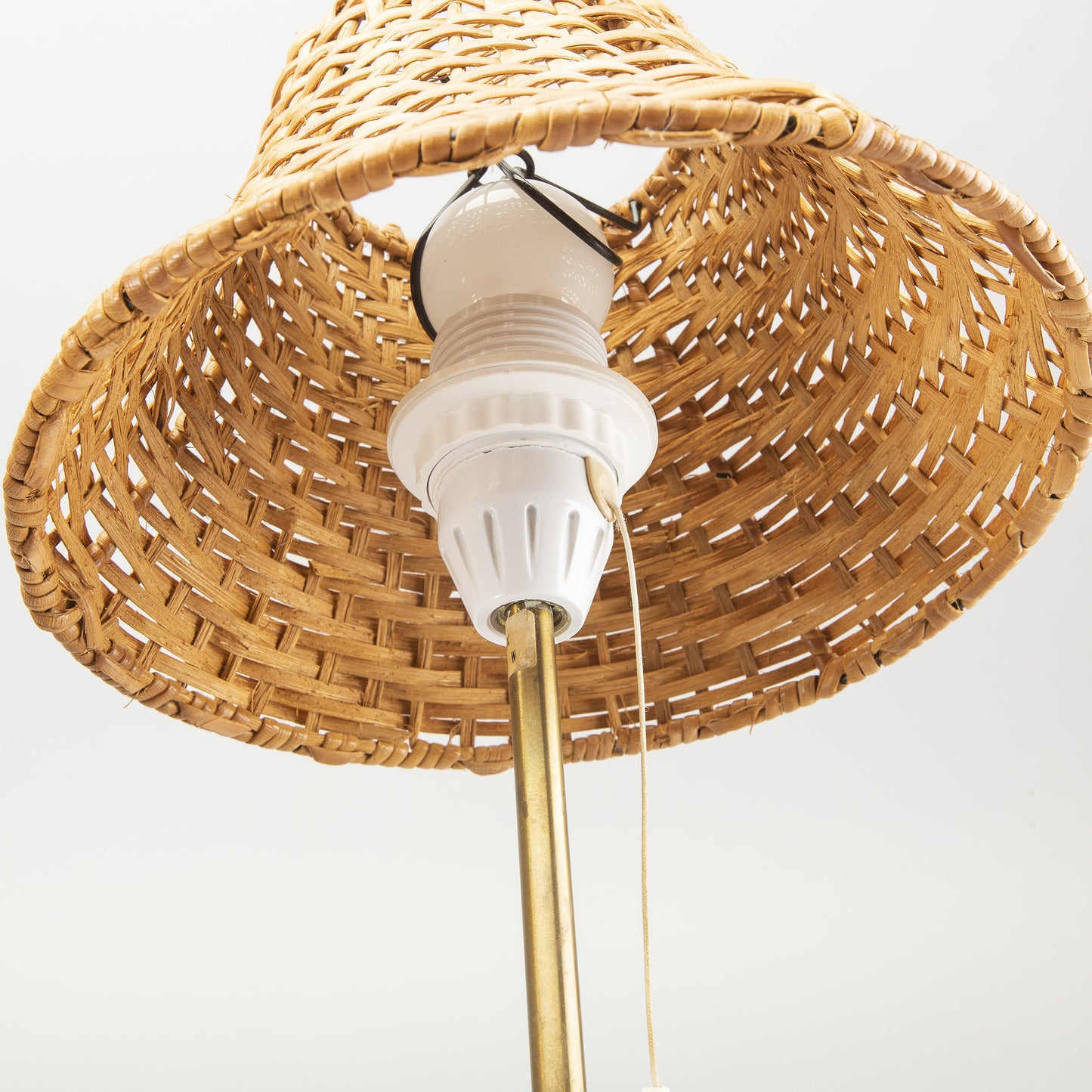 Boréns Boras table Lamps Glass with original straw shade Sweden 1960