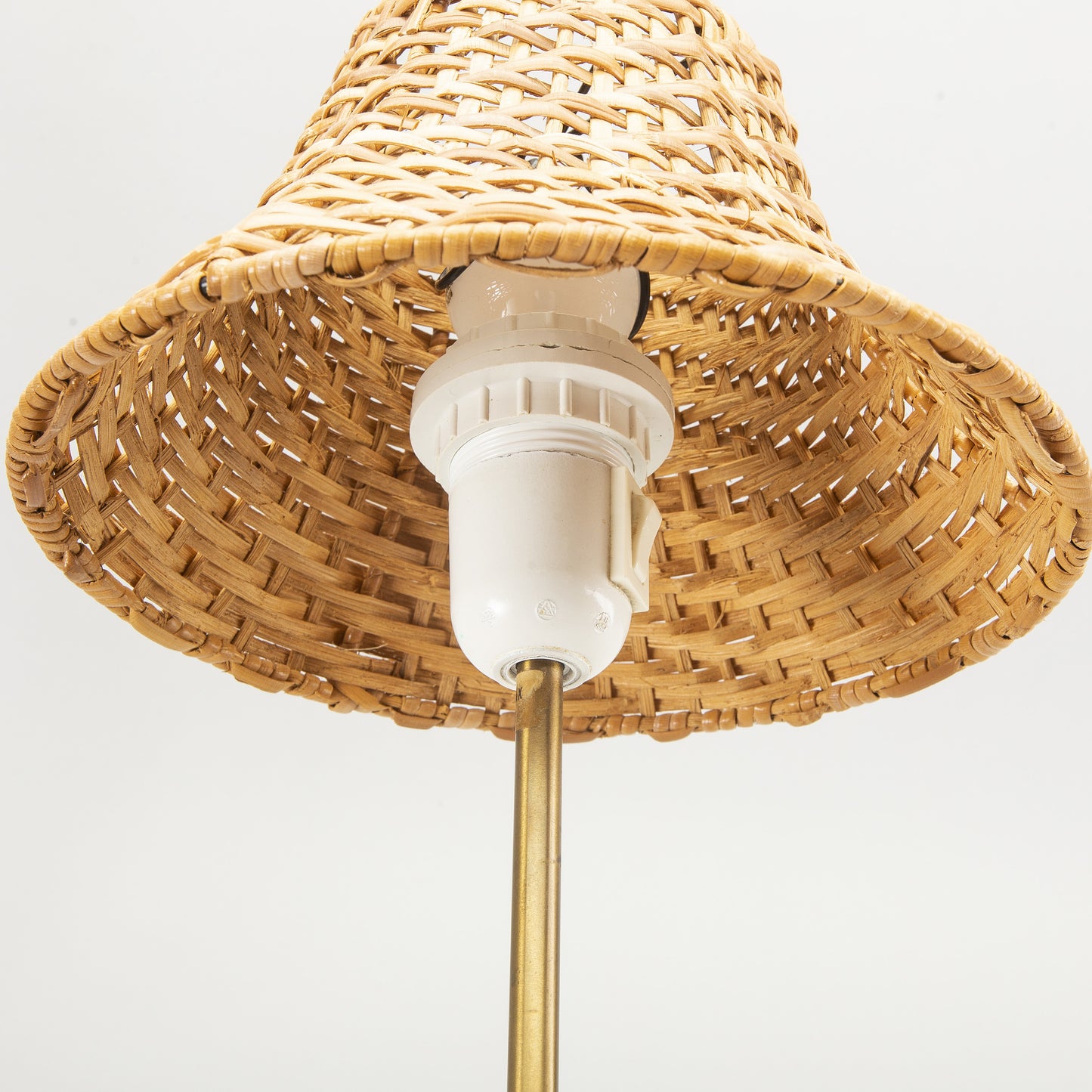 Boréns Boras table Lamps Glass with original straw shade Sweden 1960