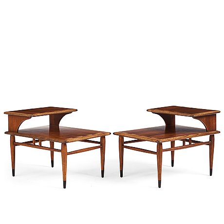 Andre Bus a Pair of 'Acclaim' Walnut Side Tables Forlane USA 1960