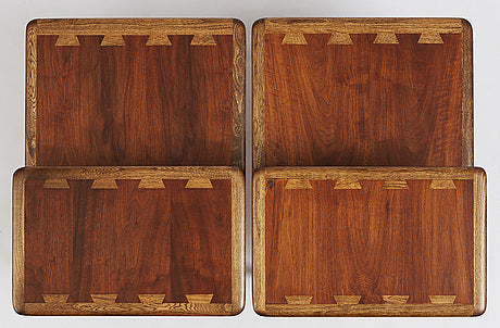 Andre Bus a Pair of 'Acclaim' Walnut Side Tables Forlane USA 1960