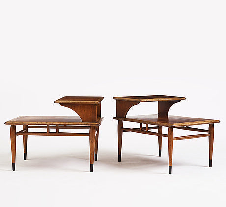 Andre Bus a Pair of 'Acclaim' Walnut Side Tables Forlane USA 1960