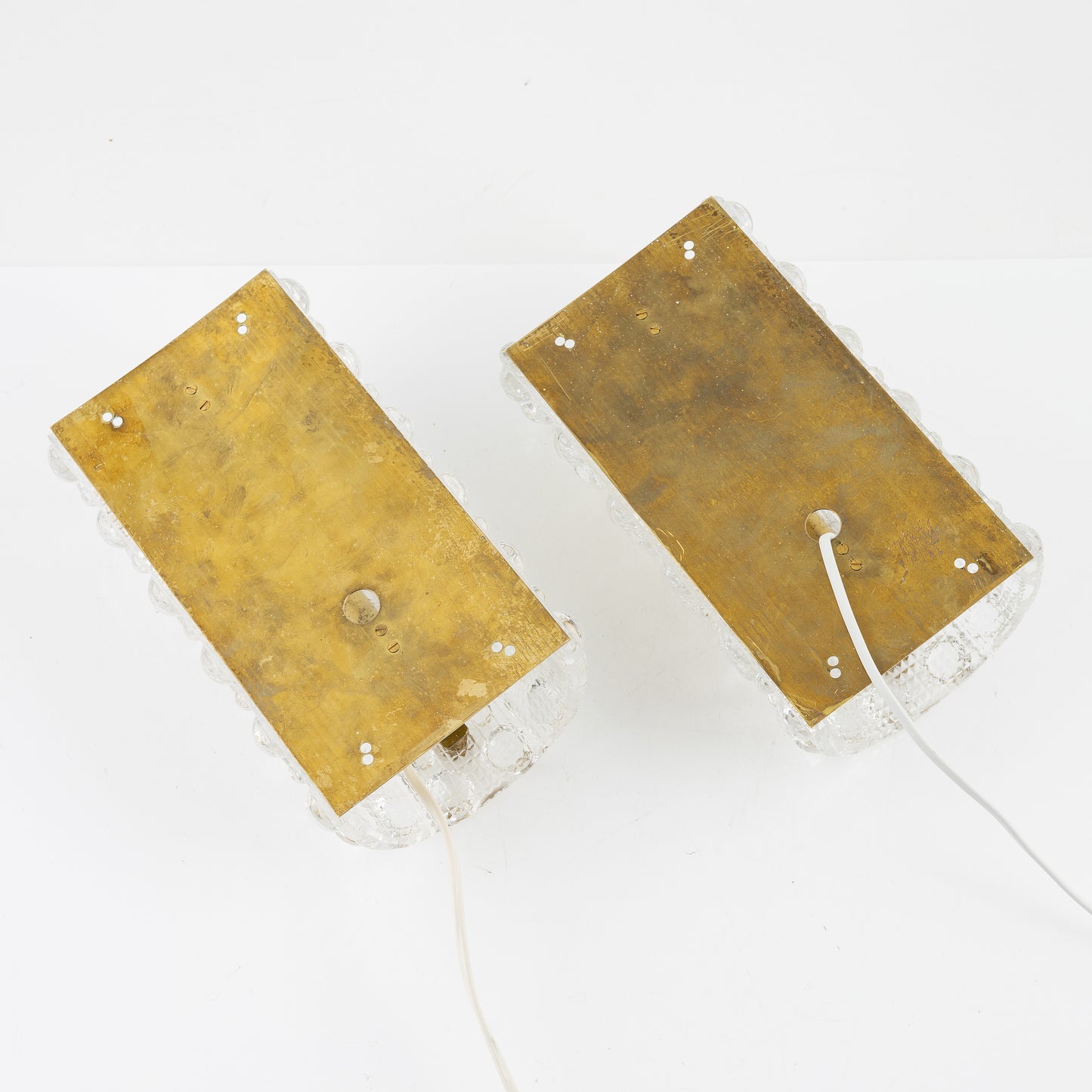 Carl Fagerlund, a Pair of Glass Wall Lights for Lyfa, Orrefors Sweden, 1960