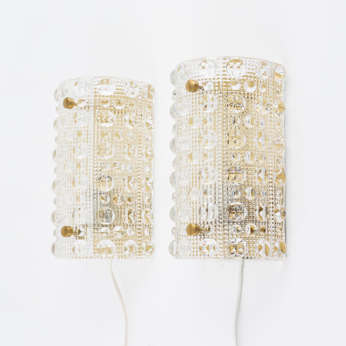 Carl Fagerlund, a Pair of Glass Wall Lights for Lyfa, Orrefors Sweden, 1960