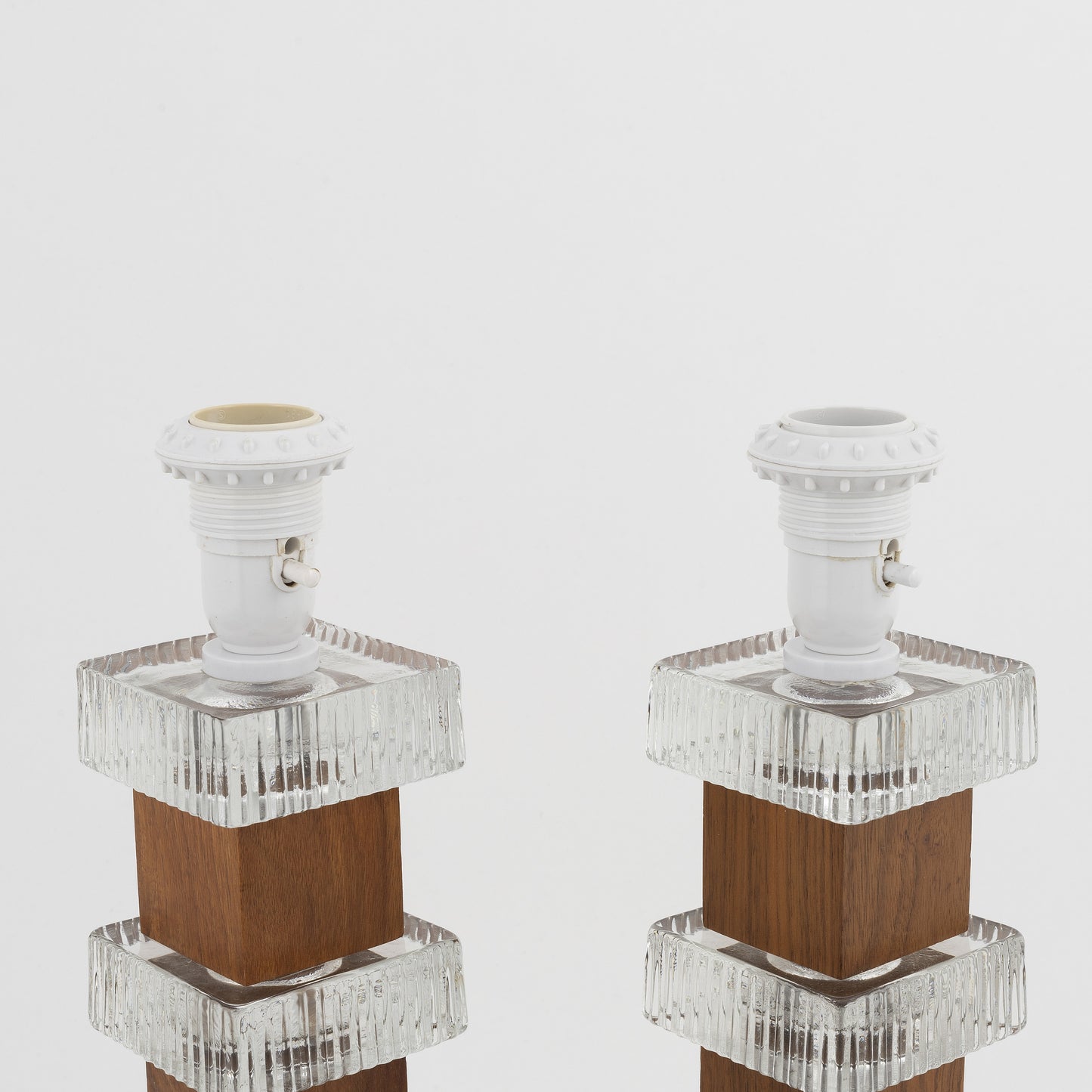 Ateljé Glas and Trä, Pair of Table Lamp in Teak and Glass Sweden 1970