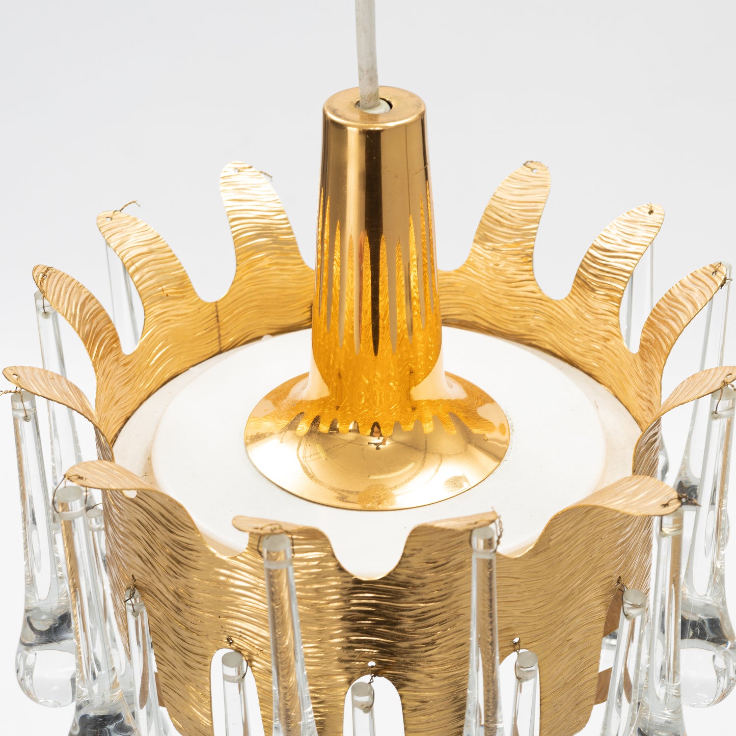 Palwa Palme & Walter ceiling lamp golden brass and Glass, Germany 1970's.