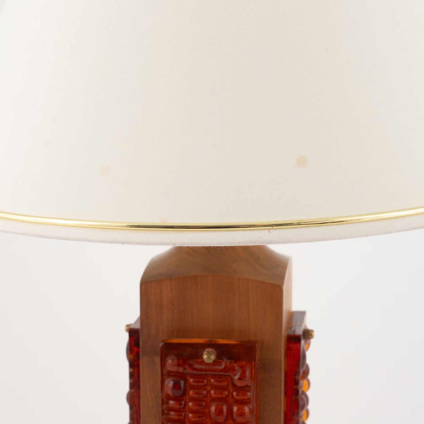 Pair Walnut and Cast Glass Table Lamp, Denmark, 1960s