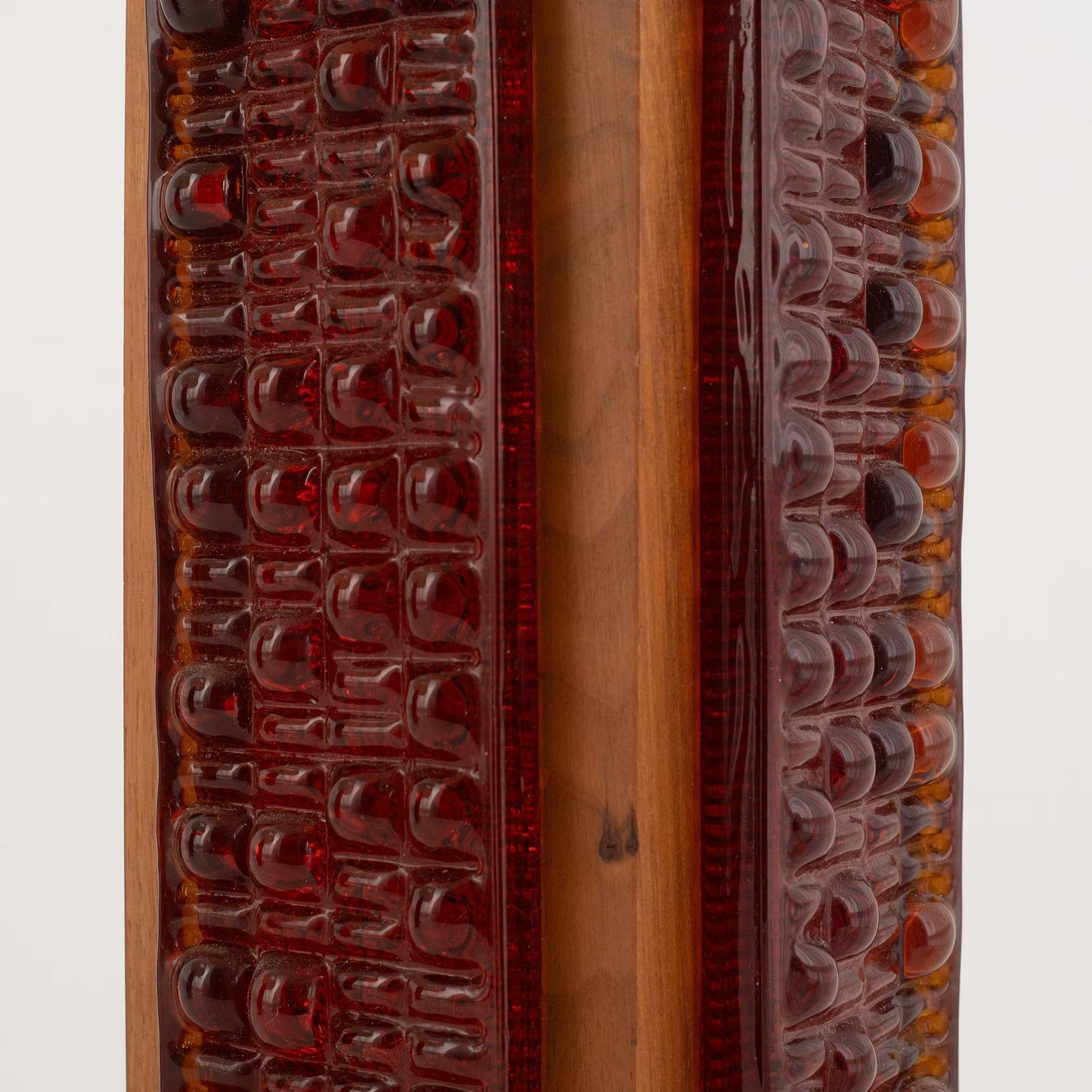 Pair Walnut and Cast Glass Table Lamp, Denmark, 1960s