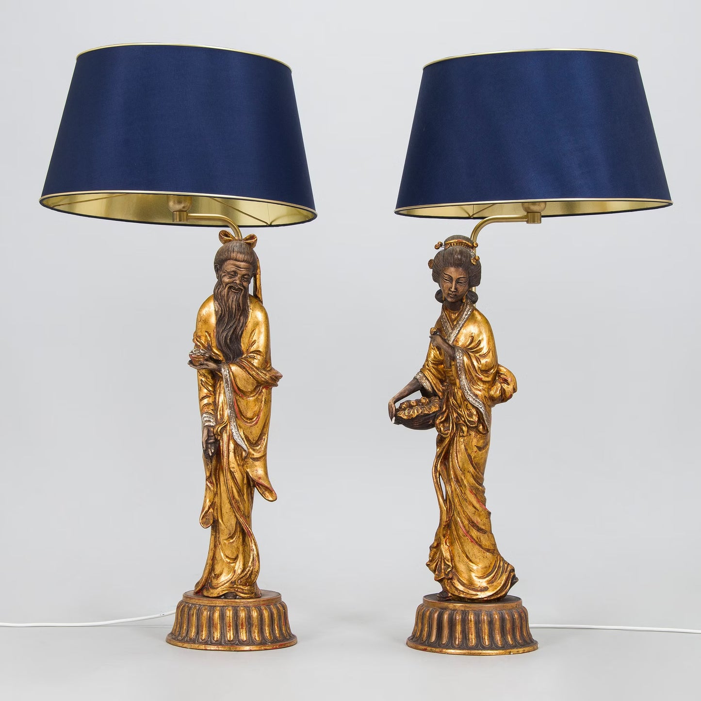Table Lamps Gilded Pair, Usa 1950s