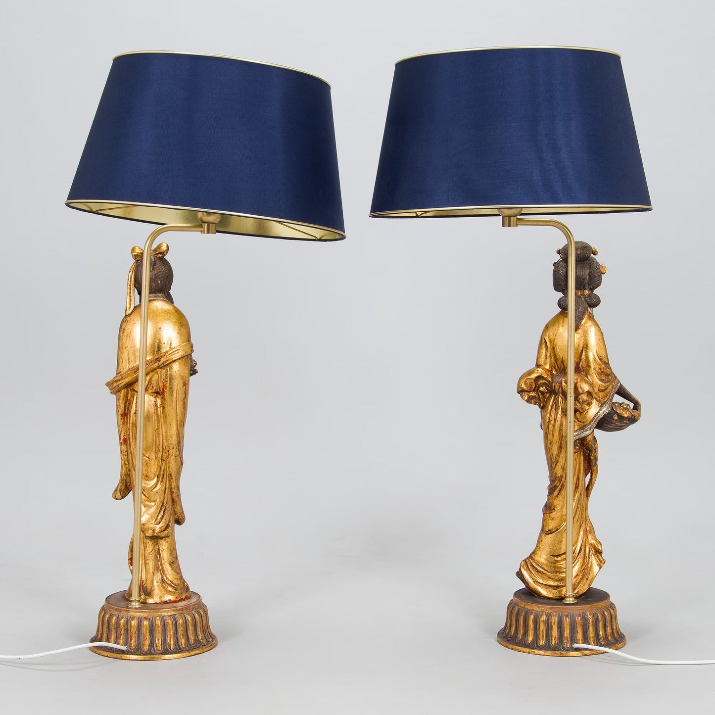 Table Lamps Gilded Pair, Usa 1950s