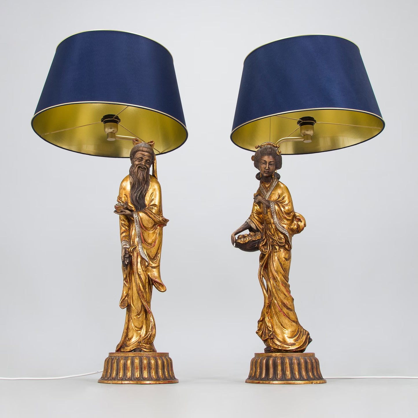 Table Lamps Gilded Pair, Usa 1950s