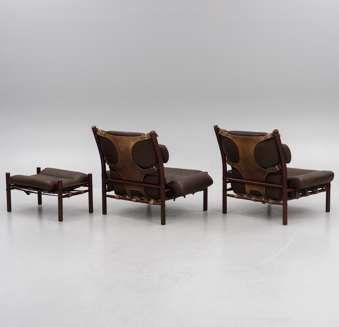 Arne Norell Armchair "Inca" and foot stool by Norell Möbel AB Sweden 1970