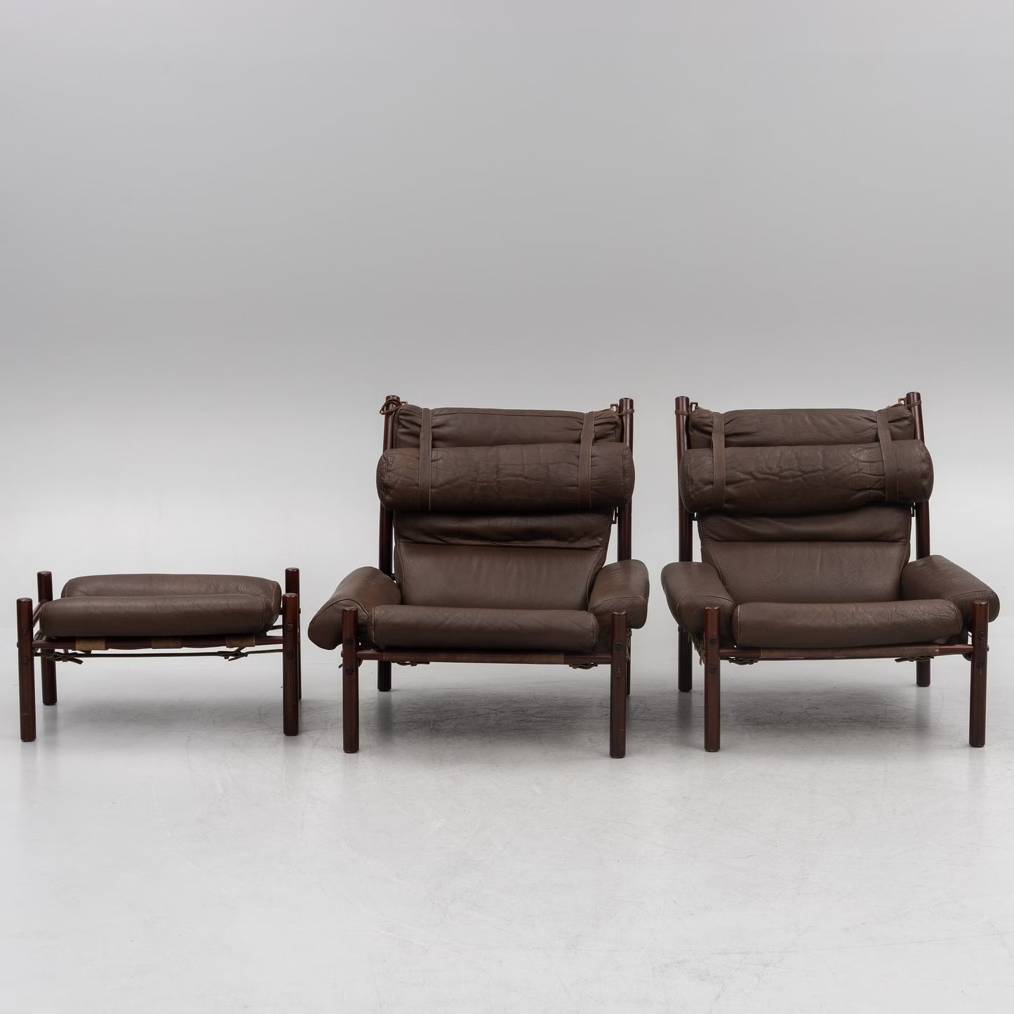Arne Norell Armchair "Inca" and foot stool by Norell Möbel AB Sweden 1970