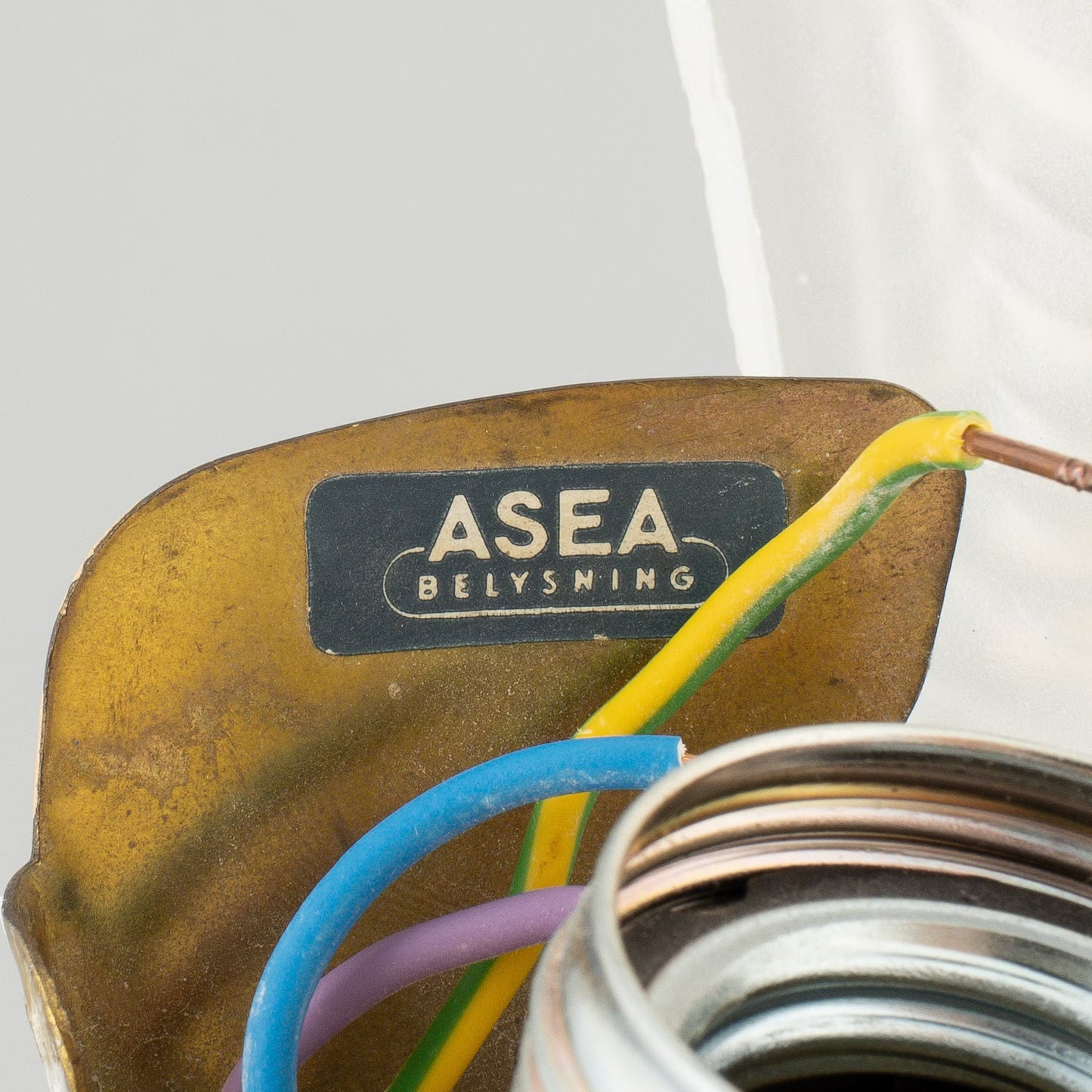 ASEA Skandia "Coquille" Brass and Glass Wall Lamps, Sweden 1940