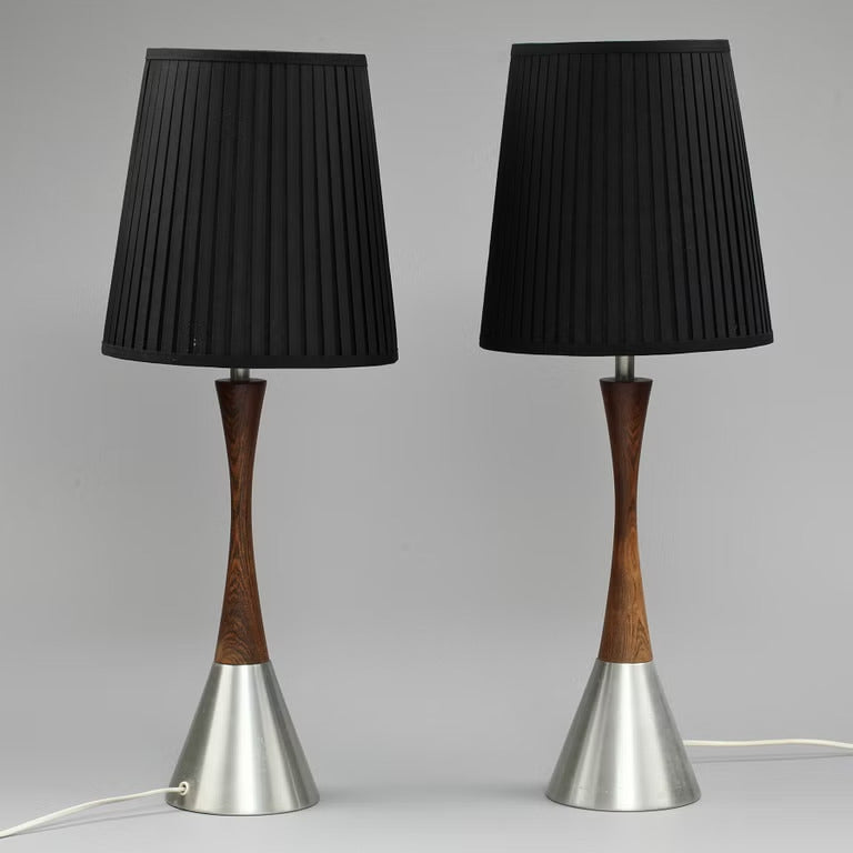 Table lamps by Bergboms Belysning a pair teak /metal sweden 1970