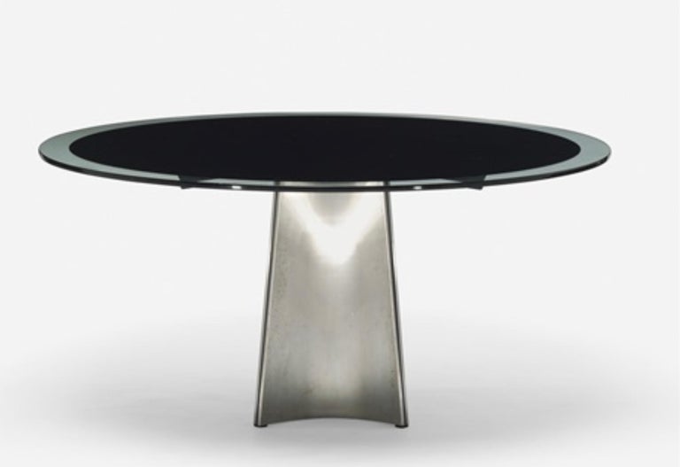 Luigi Saccardo for Maison Jansen, Round Table Steel Frame & Glass