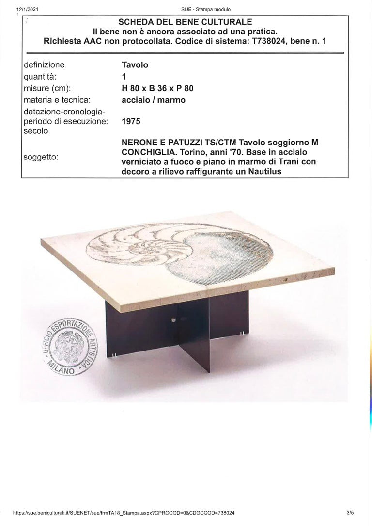 Gruppo NP2 Nerone & Patuzzi table "Conchiglia", Italy, 1970s, Signed