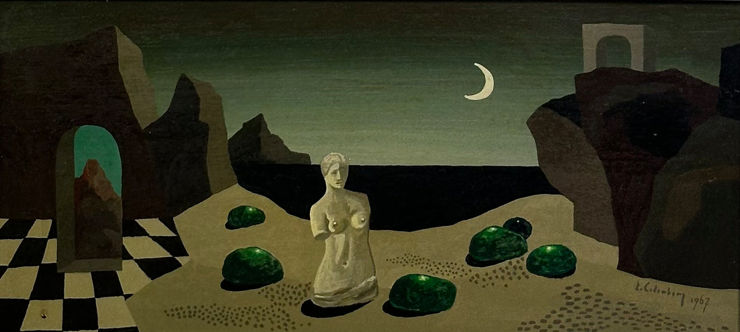 ERIC CEDERBERG oil on board Still life Beach in moonlight signed and dated 1967