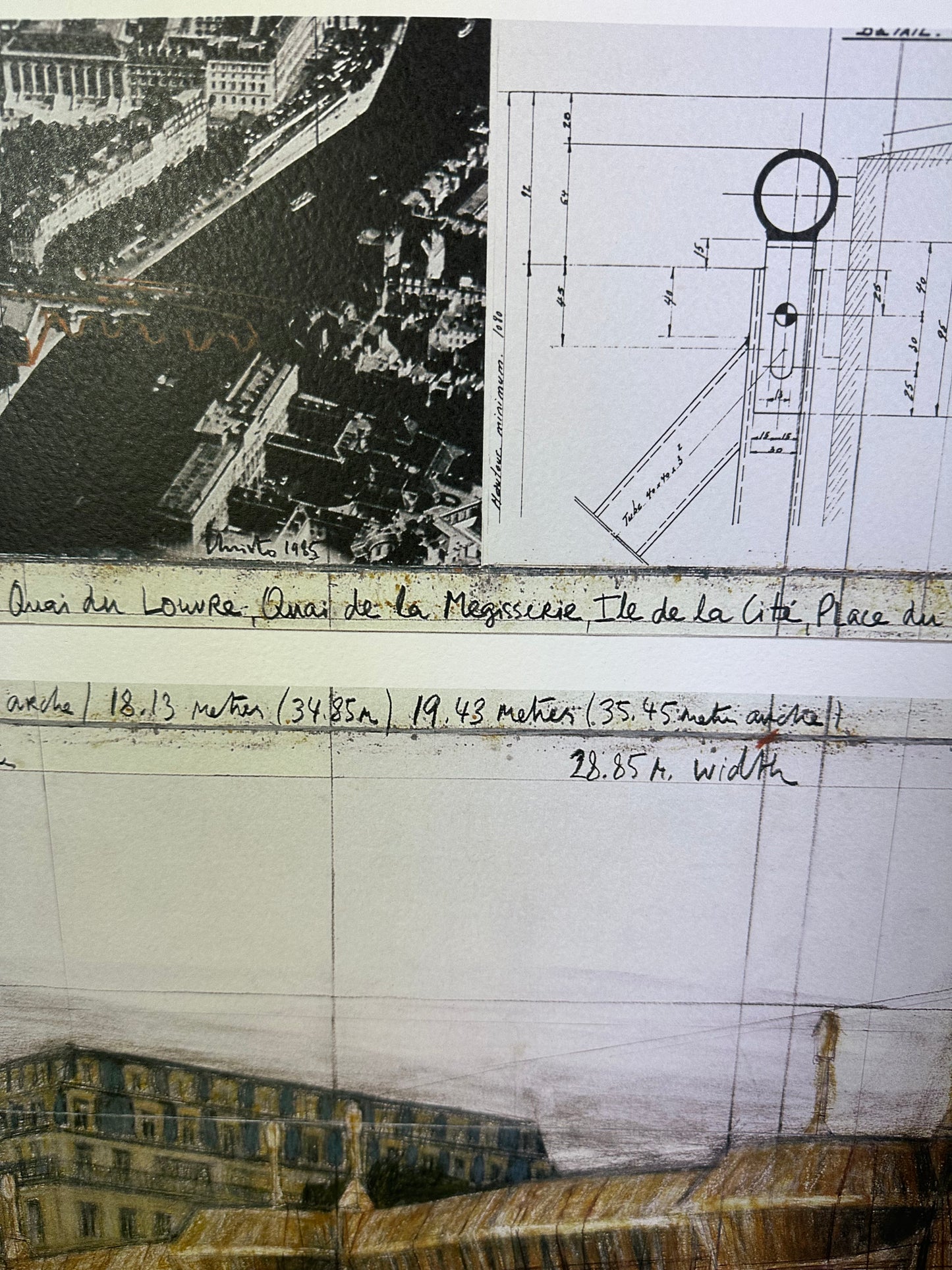 Christo The Pont Neuf Wrapped mixed media glue original fabric hand signed