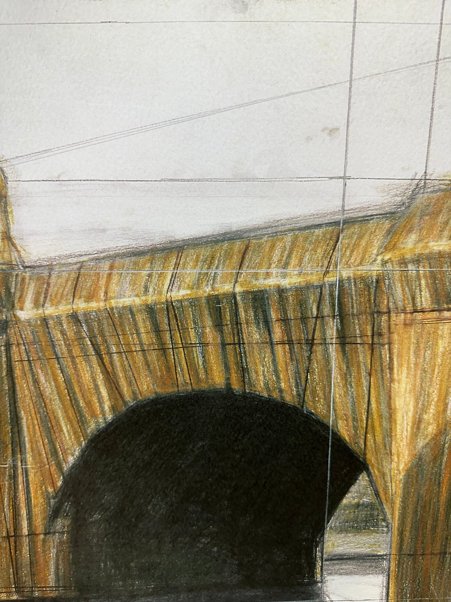 Christo The Pont Neuf Wrapped mixed media glue original fabric hand signed