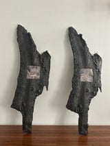 Pair of Wall Lights Cast Bronze and Amethyst, France, 1970