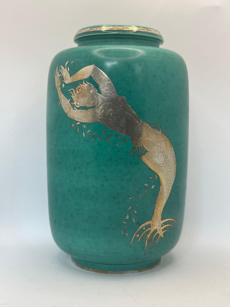Wilhelm Kage vase 'Argenta' for Gustavsberg Sweden 1930 Signed