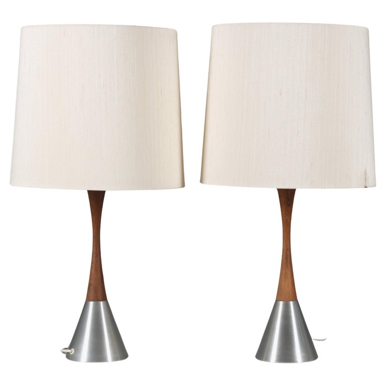 Table lamps by Bergboms Belysning a pair teak /metal sweden 1970