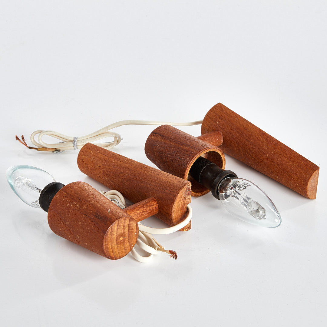 Sconces Teak and Glass anonymous pair Sweden 1960