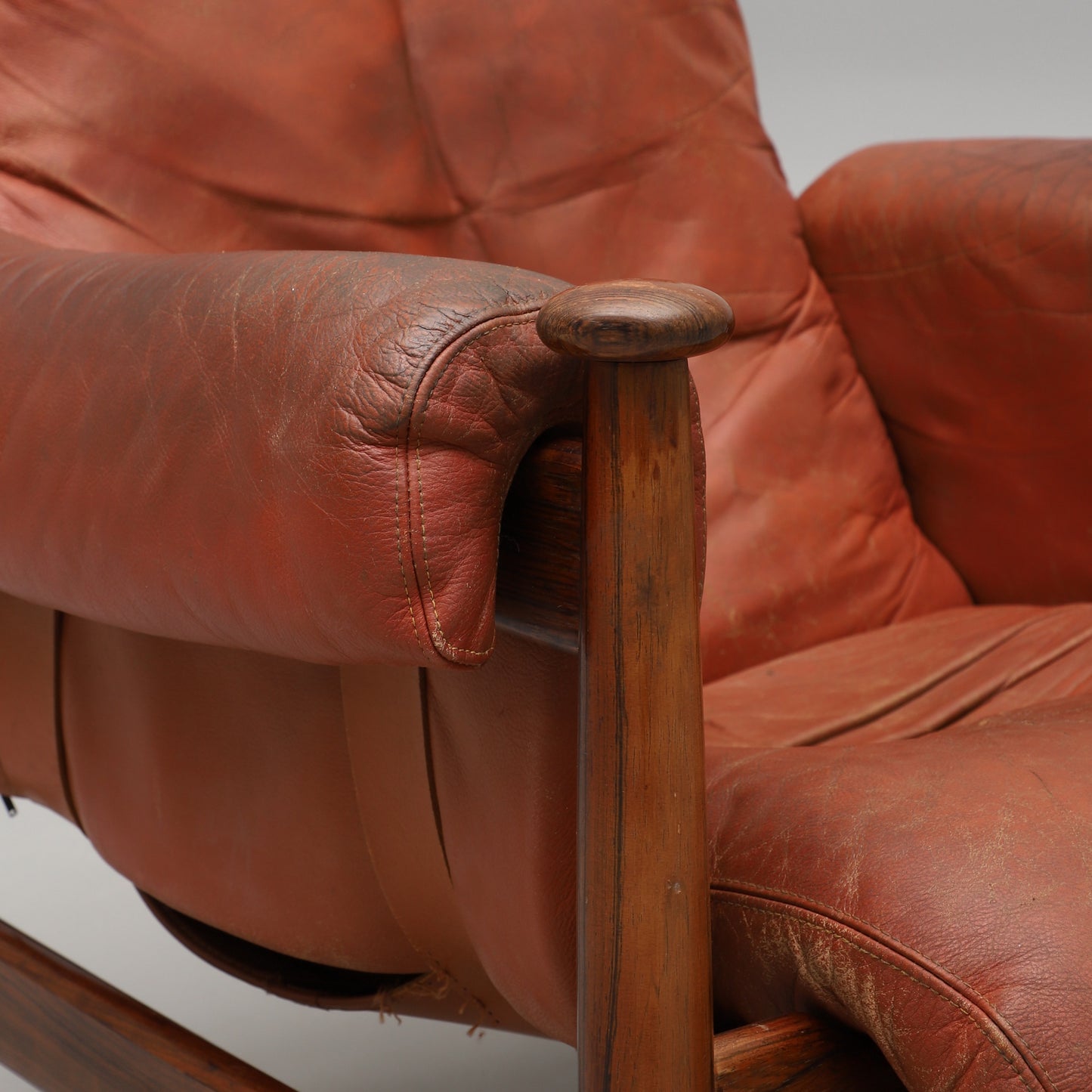 Eric Merthen Amiral Armchair with Pouf Rosewood Ire Möbler, Sweden 1960