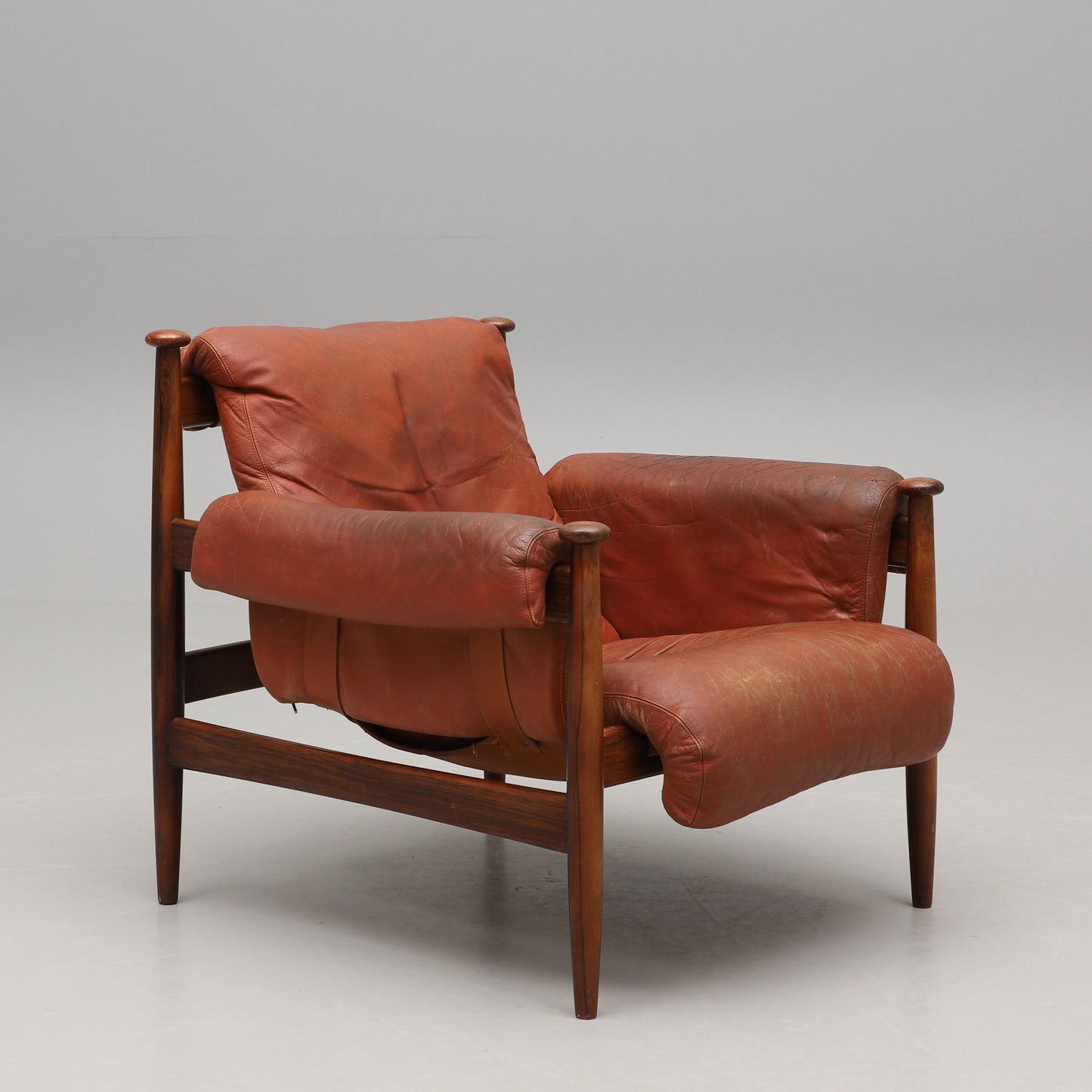 Eric Merthen Amiral Armchair with Pouf Rosewood Ire Möbler, Sweden 1960