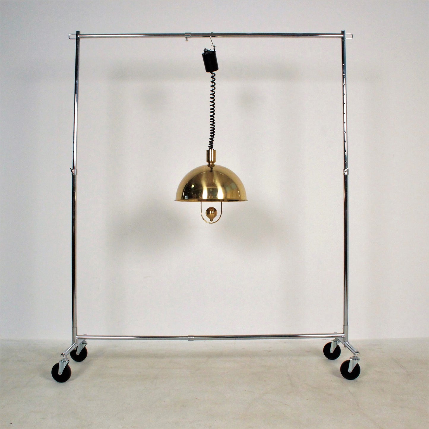 Florian Schulz Pendant Brass with Weight Light, Germany, 1970
