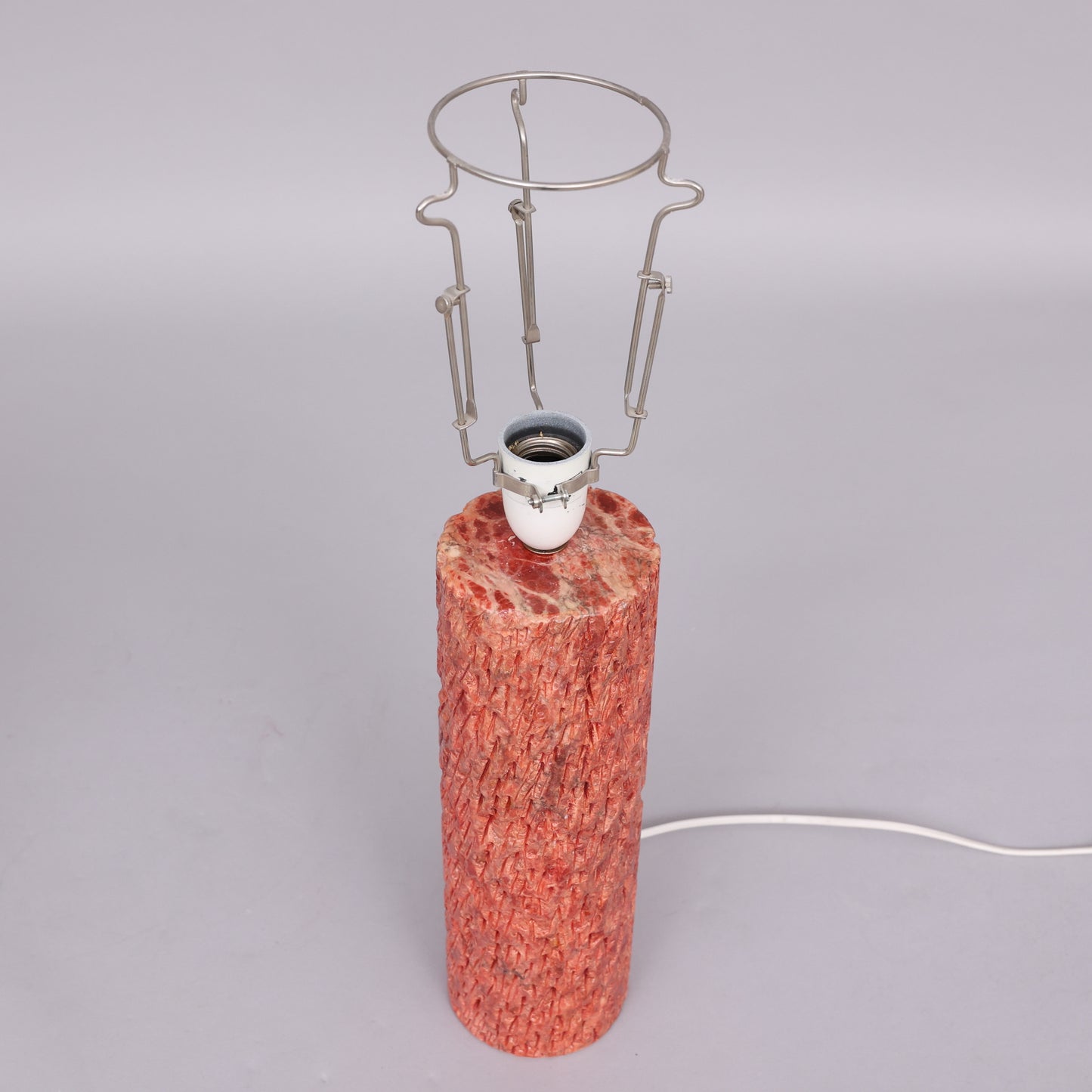 Pink Marble Table Lamp Texture Hand Sculpted Anonymous, Italy, 1950