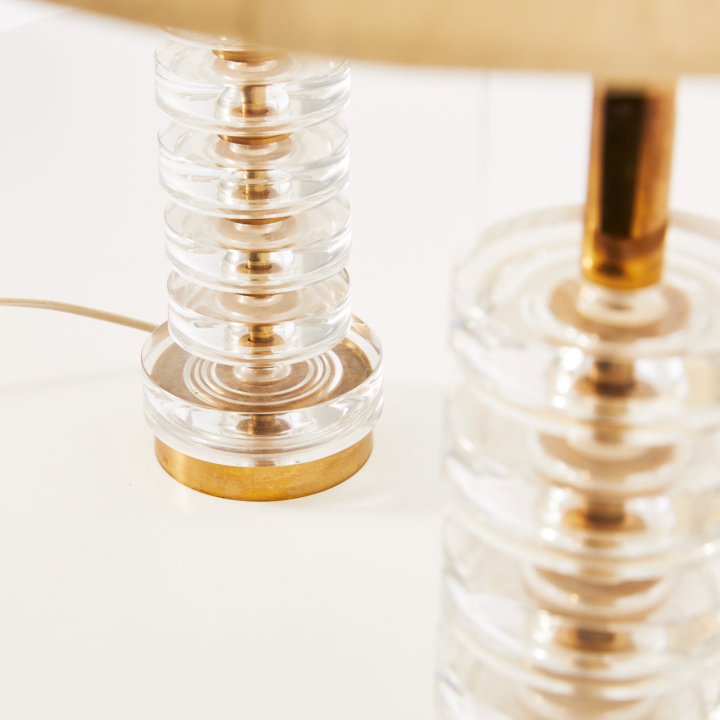 Carl Fagerlund Table Lamps for Orrefors a Pair Cast Glass and Brass Sweden 1960