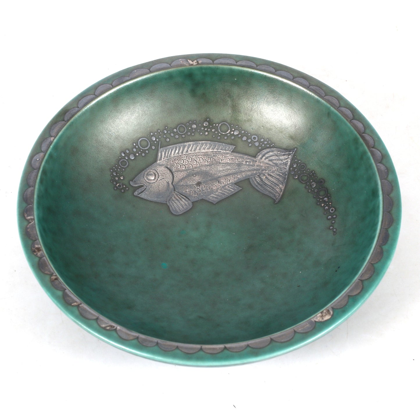 Wilhelm Kage Argenta Ceramic Bowl for Gustavsberg Sweden 1940s Marked