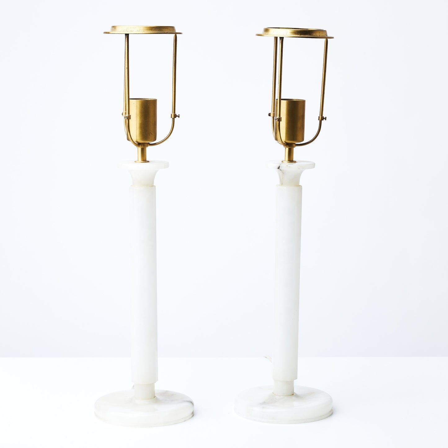 Pair Alabaster Table Lamp Anonymous France 1960