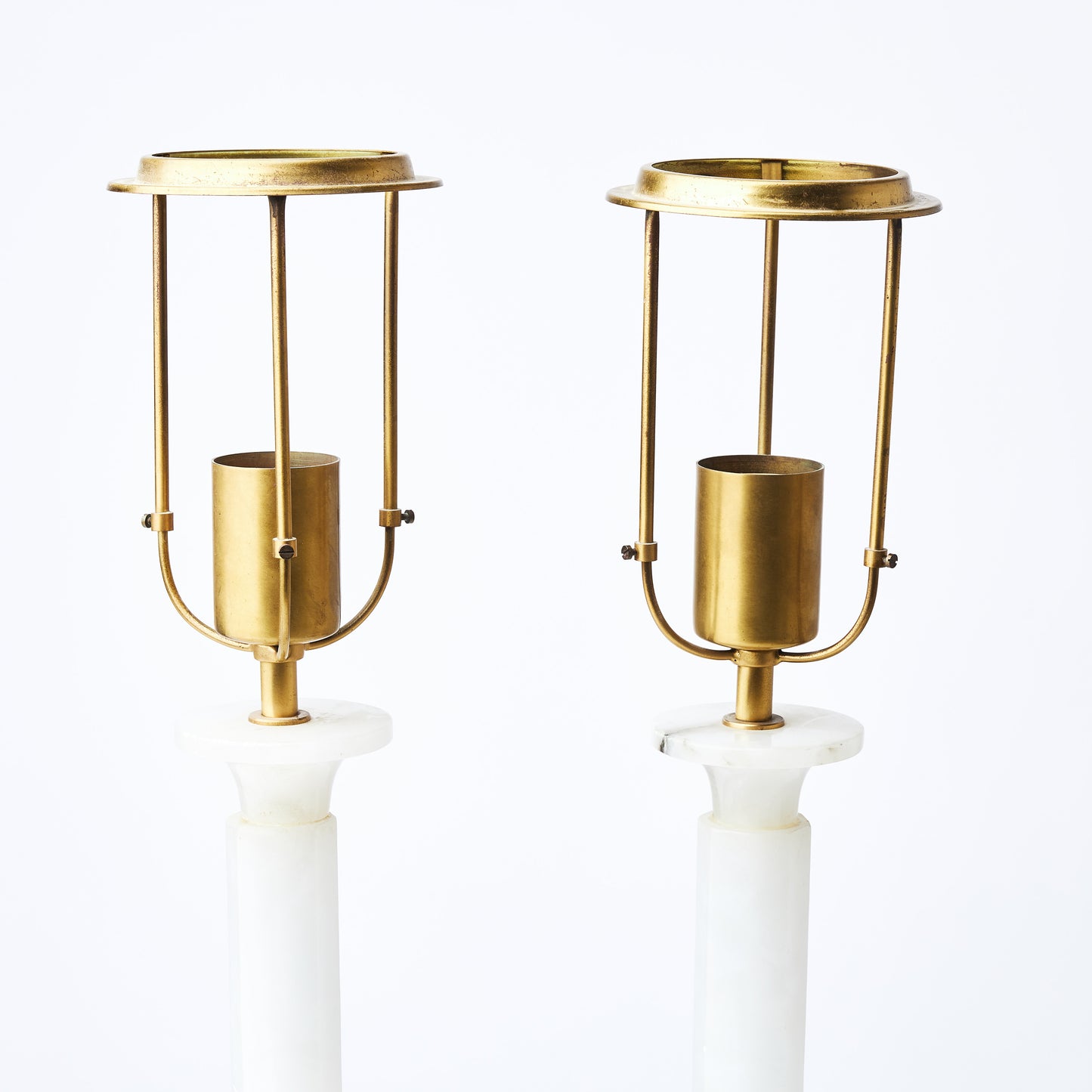 Pair Alabaster Table Lamp Anonymous France 1960