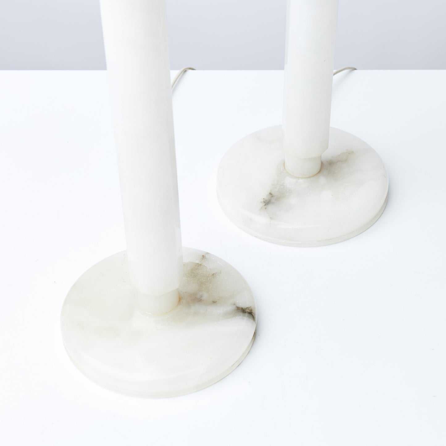 Pair Alabaster Table Lamp Anonymous France 1960
