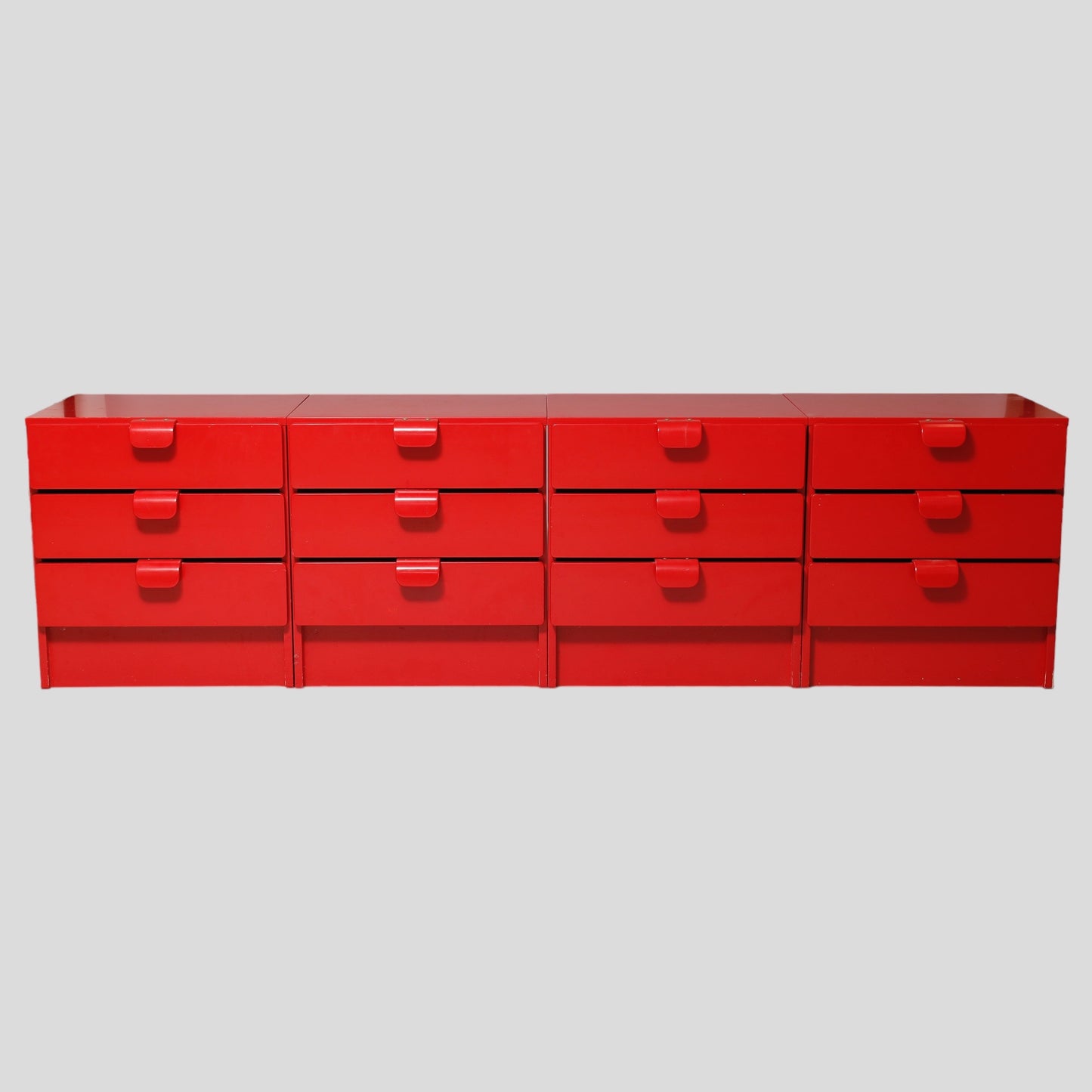 Nightstand Dresser by Asko Finland red lacquer 1960